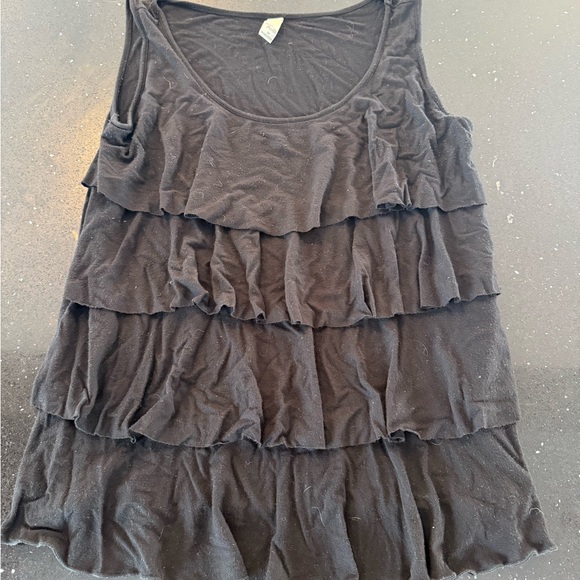 Black Ruffled Sun Moda Sleeveless Top - Picture 2 of 6